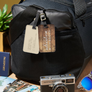 Let The Adventure Wood Print Luggage Tag