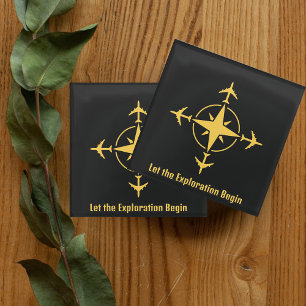Let the Exploration Begin,Cool Aviation Custom Glass Coaster