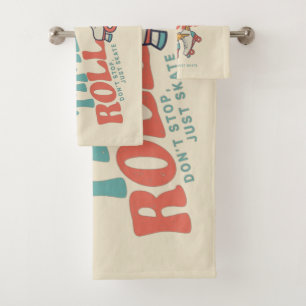 LET THE GOOD TIME ROLL 80s RETRO ROLLER SKATE Bath Towel Set