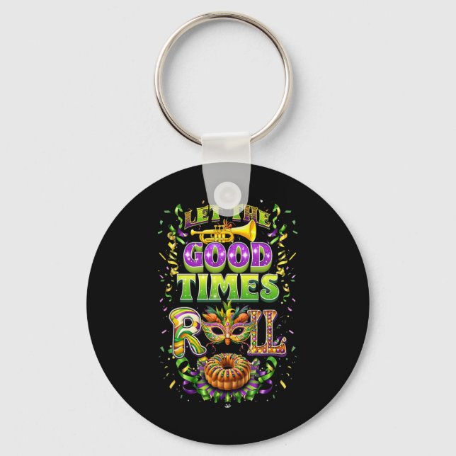 Let The Good Time Roll Mardi Gras Beads Louisiana  Key Ring (Front)