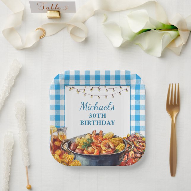 Let The Good Times Boil Seafood Birthday Paper Plate (Wedding)