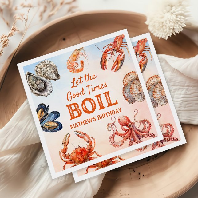 Let The Good Times Boil Seafood Birthday Party Napkin (Creator Uploaded)