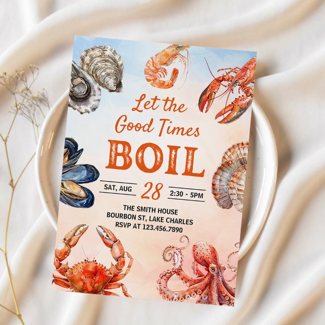 Let The Good Times Boil Seafood Party Invitation (Creator Uploaded)