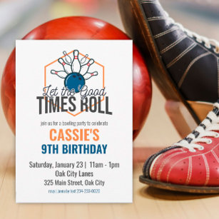 Let the Good Times Roll Bowling Birthday Invitation