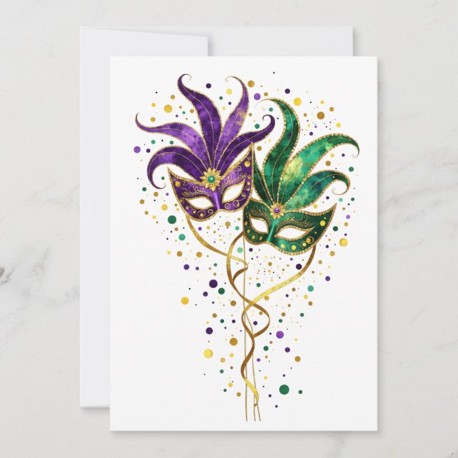 Let the Good Times Roll Mardi Gras Masks Card (Front)