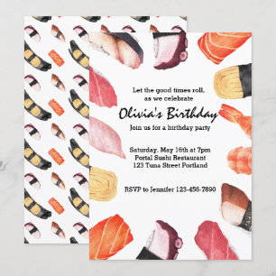 Let the Good Times Roll Sushi Party Birthday Invitation