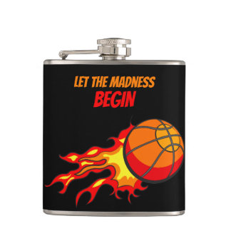Let the Madness Begin, Flying Basketball Black Hip Flask