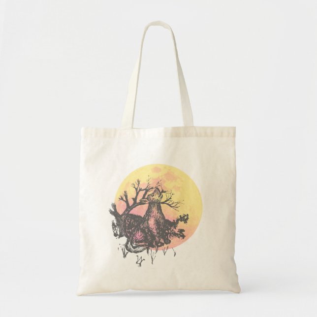 Let The Moon Guide, Wolf & Moon, Rustic Letters Tote Bag (Front)