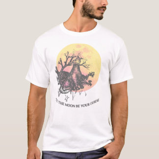 Let the Moon Guide, Wolf on Moon & Lined Letters T-Shirt