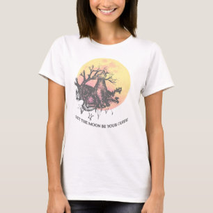 Let the Moon Guide, Wolf on Moon, Lined Letters T-Shirt