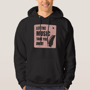 Let The Music Motif, Music Vintage Motif Hoodie T 