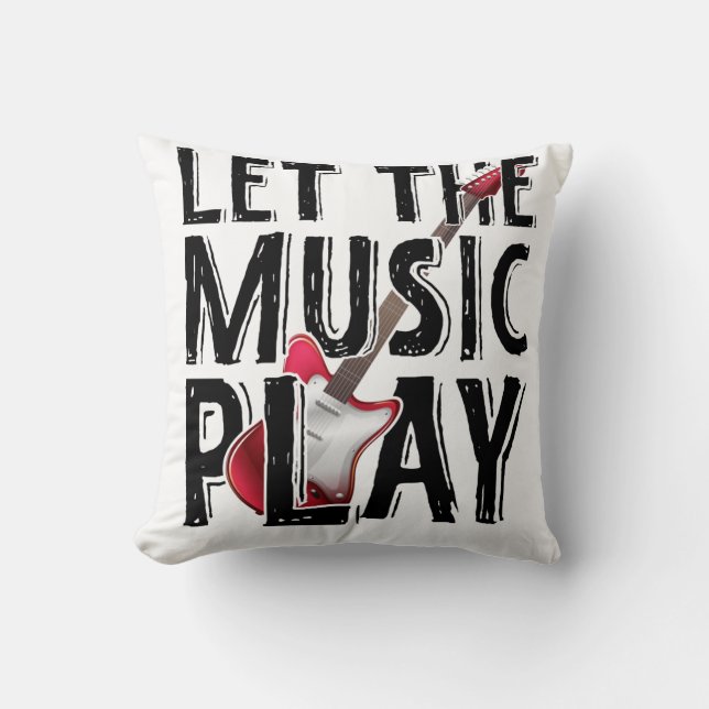 Let The Music Play Electric Guitar Cushion (Front)