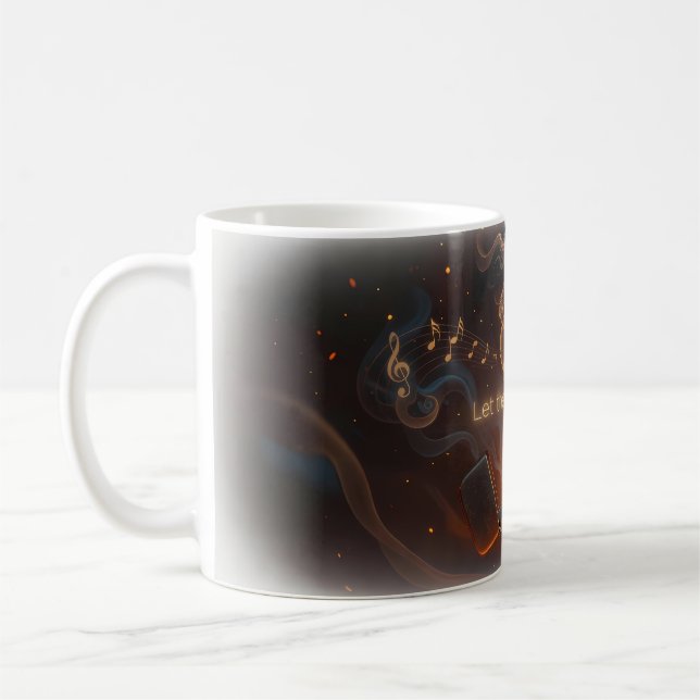 🎸 Let the Music Rise Glowing Flame Guitar Mug (Left)
