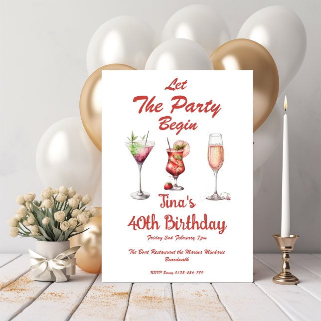 Let The Party Begin Adult 40th Birthday Invitation (Creator Uploaded)