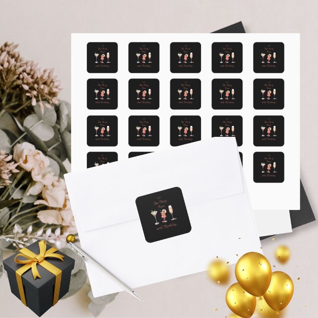 Let The Party Begin Adults 40th Birthday Square Sticker (Creator Uploaded)