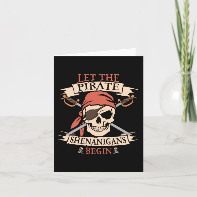 Let The Pirate Shenanigans Begin Halloween Skull B Card (Front)