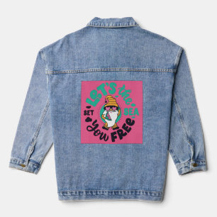 Let the Sea Set You Free Gnome Tee Denim Jacket