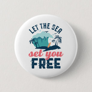 Let The Sea Set You Free Vintage Retro Summer Beac 6 Cm Round Badge