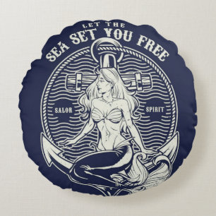 Let the Sea Set You  Round Free Throw Pillow