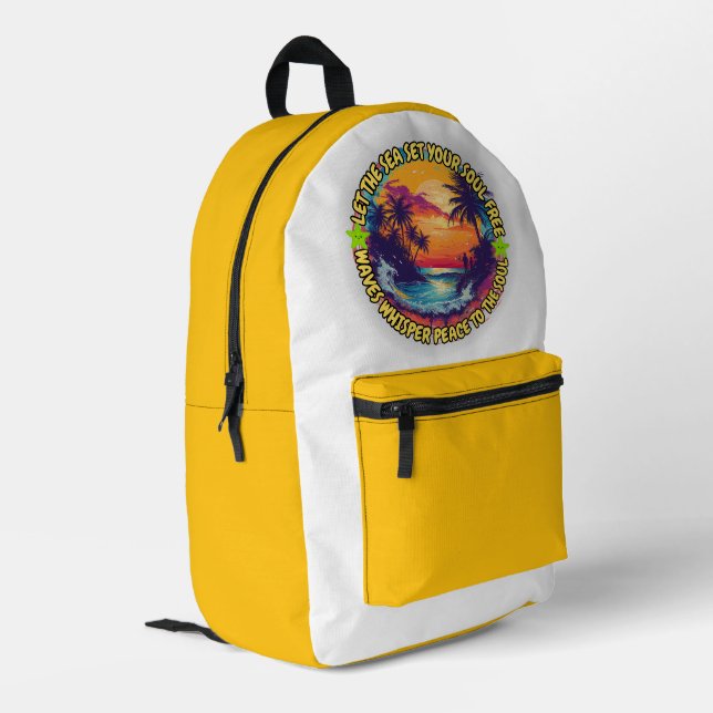 Let the Sea Set Your Soul Free Printed Backpack (Back Corner Left)