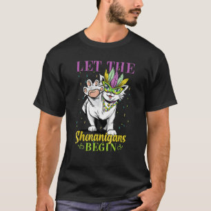 Let The Shenanigans Begin Cute Cat Mardi Gras T-Shirt