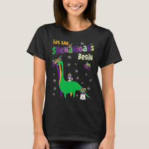 Let The Shenanigans Begin Cute Dinosaur Cat Gnome T-Shirt