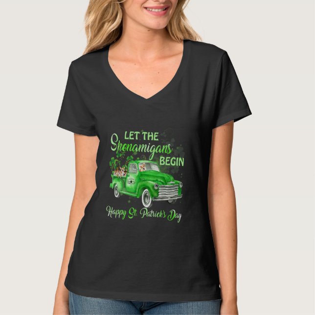 Let The Shenanigans Begin Happy St Patrick's Day T-Shirt (Front)