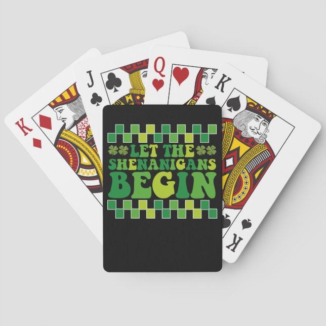 Let The Shenanigans Begin Irish Groovy Retro Playing Cards (Back)