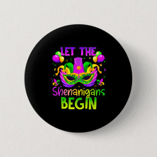 Let The Shenanigans Begin Jester Funny Mardi Gras 6 Cm Round Badge