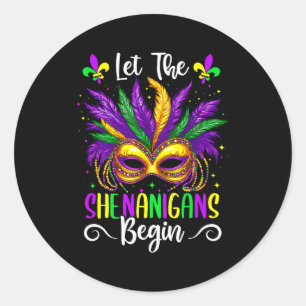 Let The Shenanigans Begin Jester Funny Mardi Gras Classic Round Sticker
