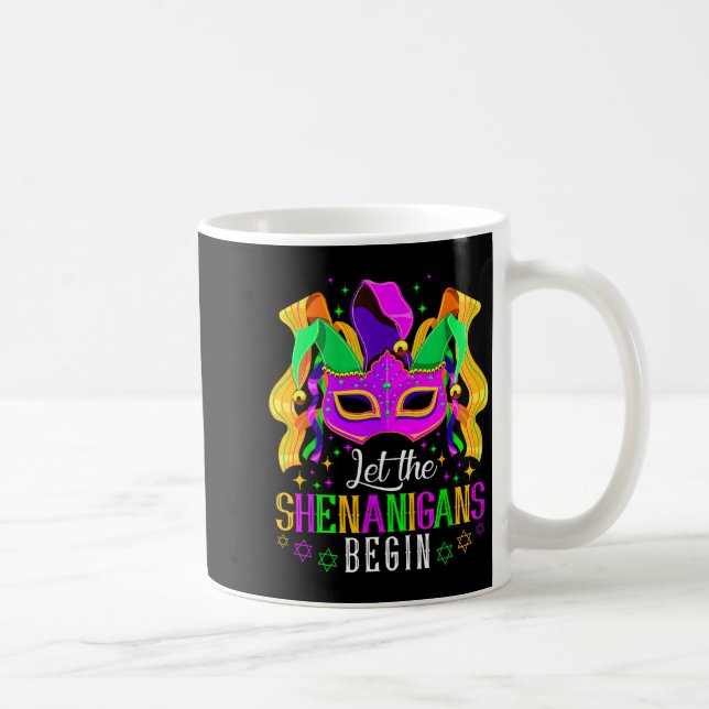 Let The Shenanigans Begin Jester Funny Mardi Gras  Coffee Mug (Right)
