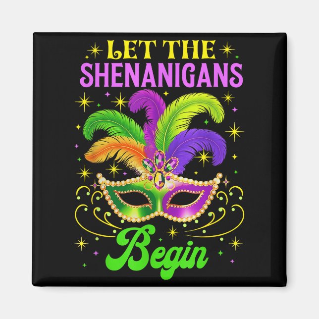 Let The Shenanigans Begin Jester Funny Mardi Gras  Magnet (Front)