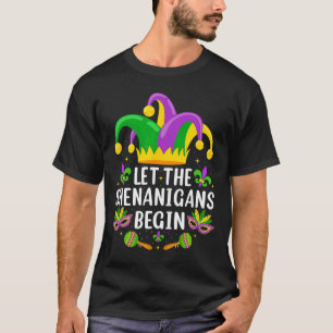 Let The Shenanigans Begin Jester Mask Costume Mard T-Shirt