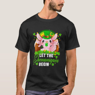 Let The Shenanigans Begin Kawaii Axolotl St Patric T-Shirt