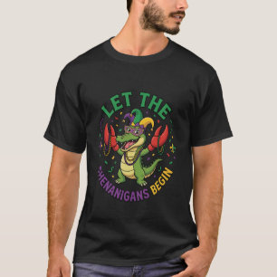 Let The Shenanigans Begin Mardi Gras Alligator T-Shirt