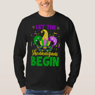 Let The Shenanigans Begin Mardi Gras Costume Mask  T-Shirt