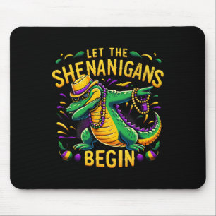 Let The Shenanigans Begin Mardi Gras Dinosaur T-re Mouse Pad