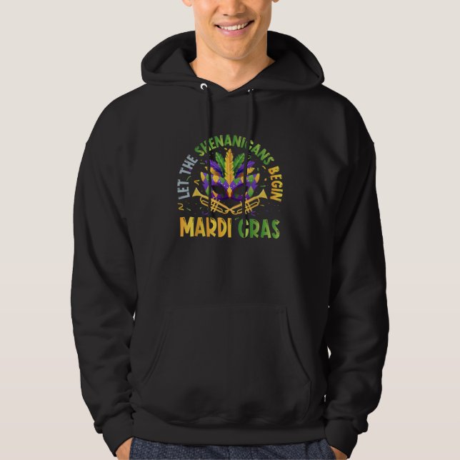 Let The Shenanigans Begin Mardi Gras Kids Men Wome Hoodie (Front)