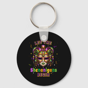 Let The Shenanigans Begin Mardi Gras Mask Kids Men Key Ring