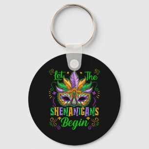 Let The Shenanigans Begin Mardi Gras Mask New Orle Key Ring