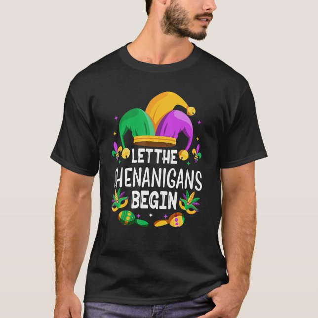 Let The Shenanigans Begin Mardi Gras S, Kids Men W T-Shirt (Front)