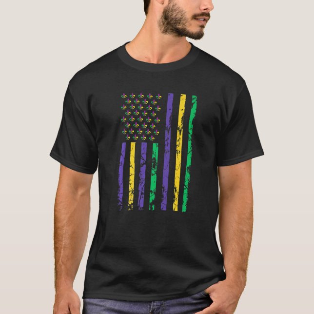 Let The Shenanigans begin Mardi Gras y'all us flag T-Shirt (Front)