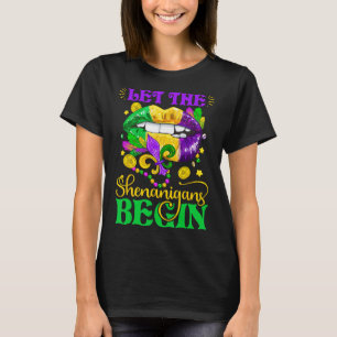 Let The Shenanigans Begin Retro Mardi Gras Lips Gi T-Shirt