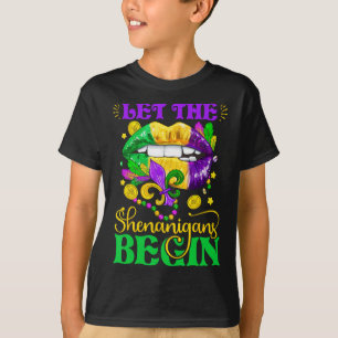 Let The Shenanigans Begin Retro Mardi Gras Lips Gi T-Shirt