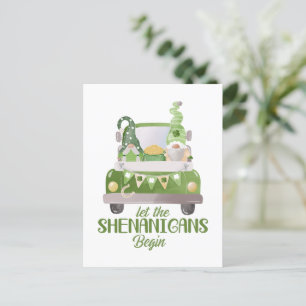 Let The Shenanigans Begin St Patrick's Day Green Postcard