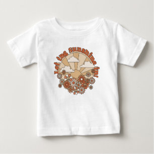 Let the Sunshine In Groovy Daisy Hippie Flowers Baby T-Shirt