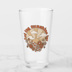 Let the Sunshine In Groovy Daisy Hippie Flowers Glass