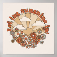 Let the Sunshine In Groovy Daisy Hippie Flowers