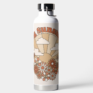 Let the Sunshine In Groovy Daisy Hippie Flowers Water Bottle