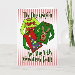 "Let the Ugly Sweaters Roll" Cute Holiday 2 Photo Card
